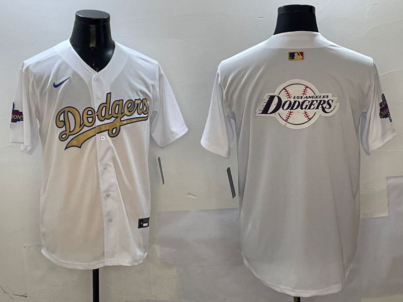 Men Los Angeles Dodgers Blank White Champion gold character 2025 Nike MLB Jersey style 24->los angeles dodgers->MLB Jersey